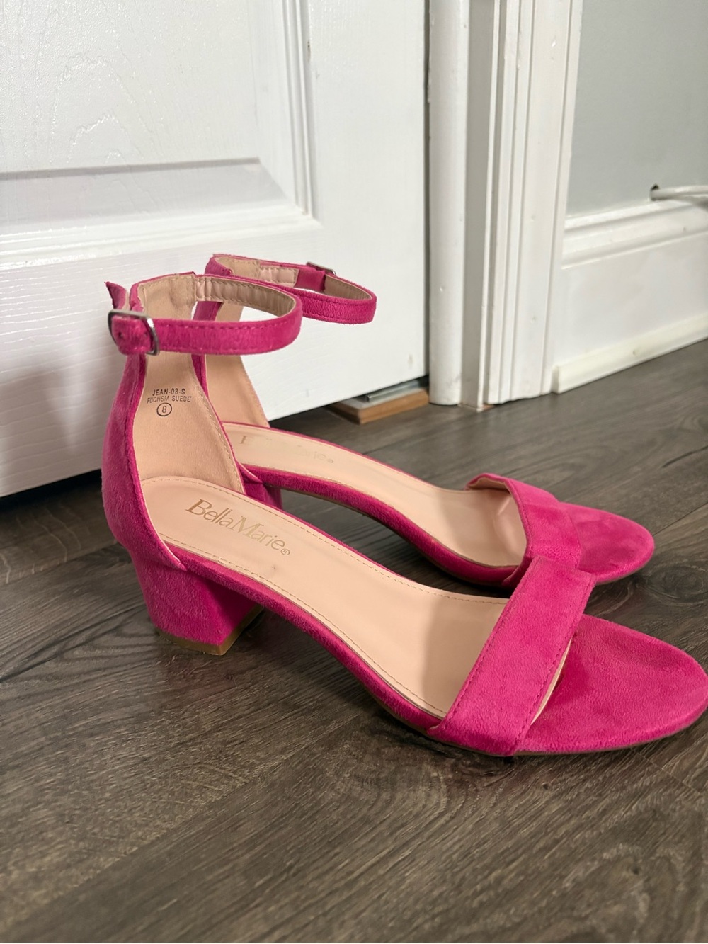 Bella Marie Hot Pink Ankle-Strap Block Heels